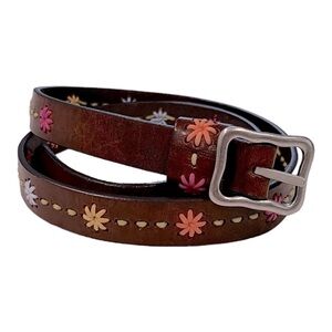 DOCKER’S Y2K Boho Leather Floral Embroidered Belt. Size M